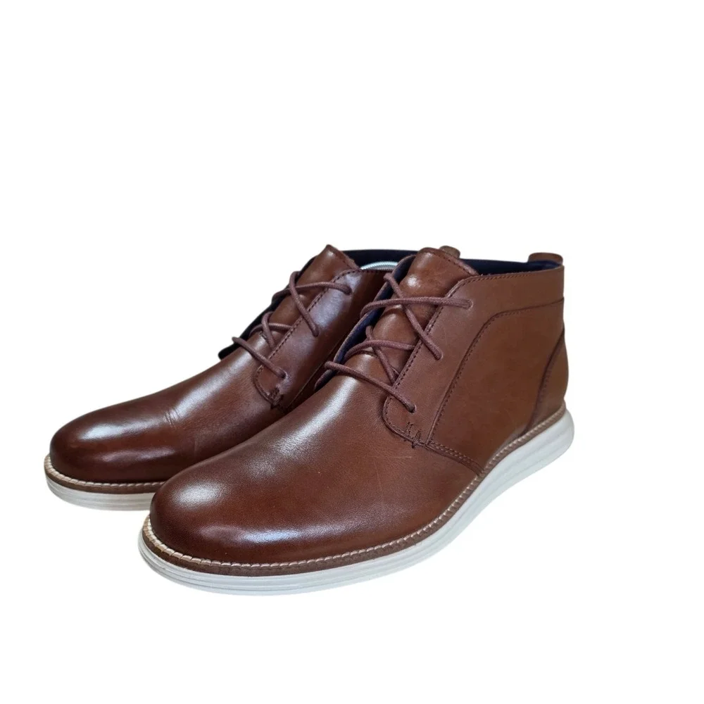 Cole Haan Chukka Boots Mens 8 Brown Leather Casual Office Comfort